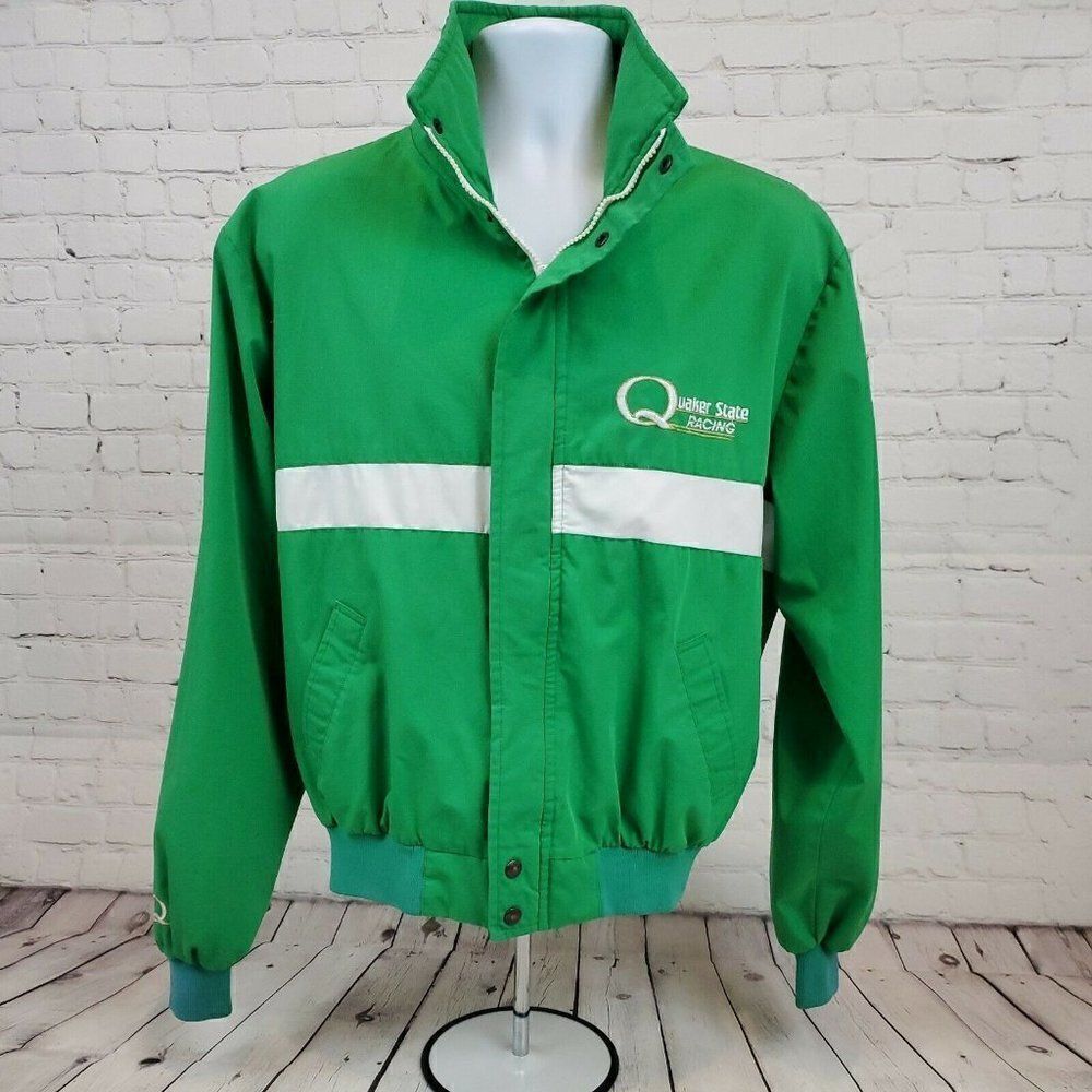 Vintage Green Quaker State Racing Jacket Large NASCAR INDYCAR FORMULA 1 EUC
